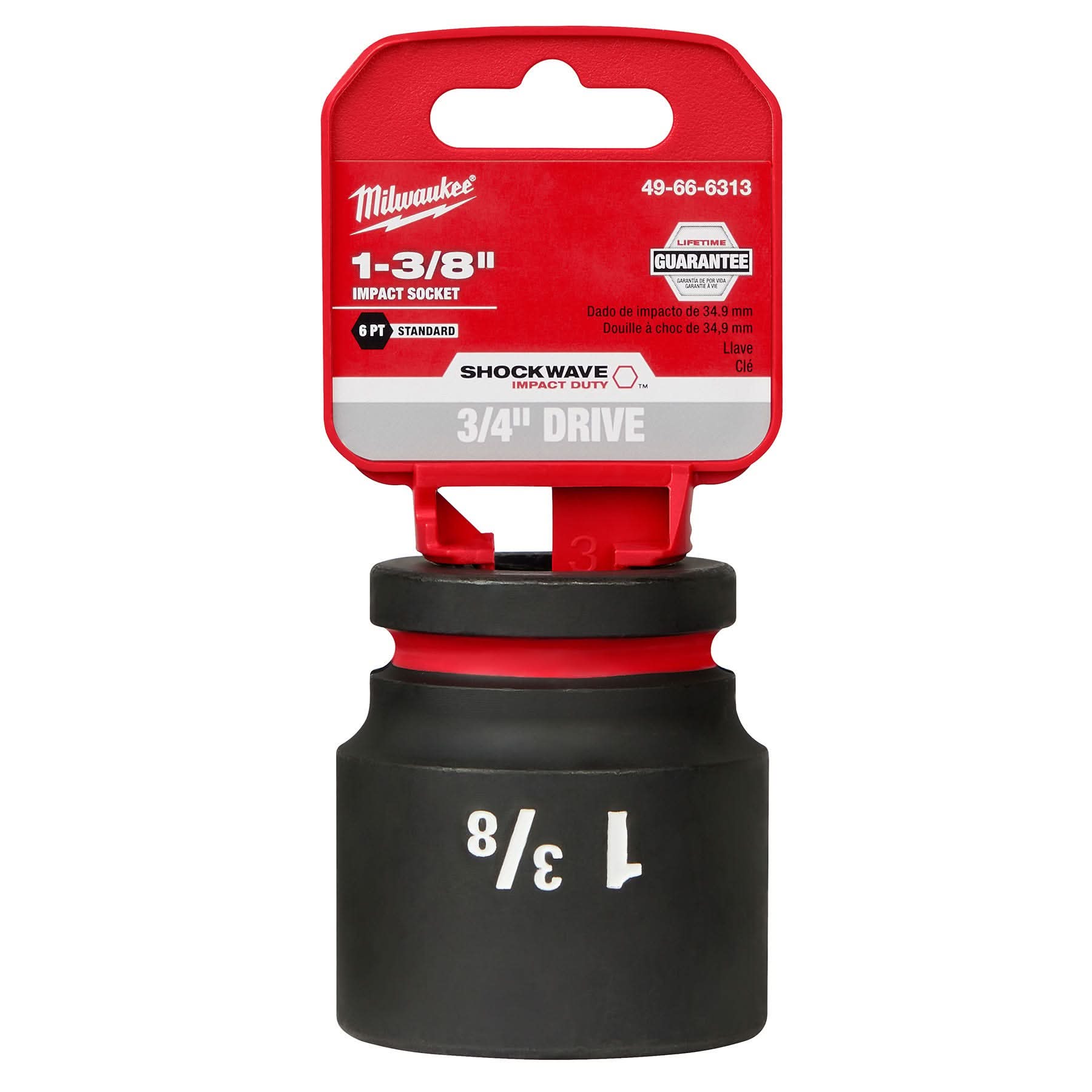 Milwaukee 49-66-6313 SHOCKWAVE Impact Duty 3/4-Inch Drive 1-3/8-Inch Standard 6 Point Socket