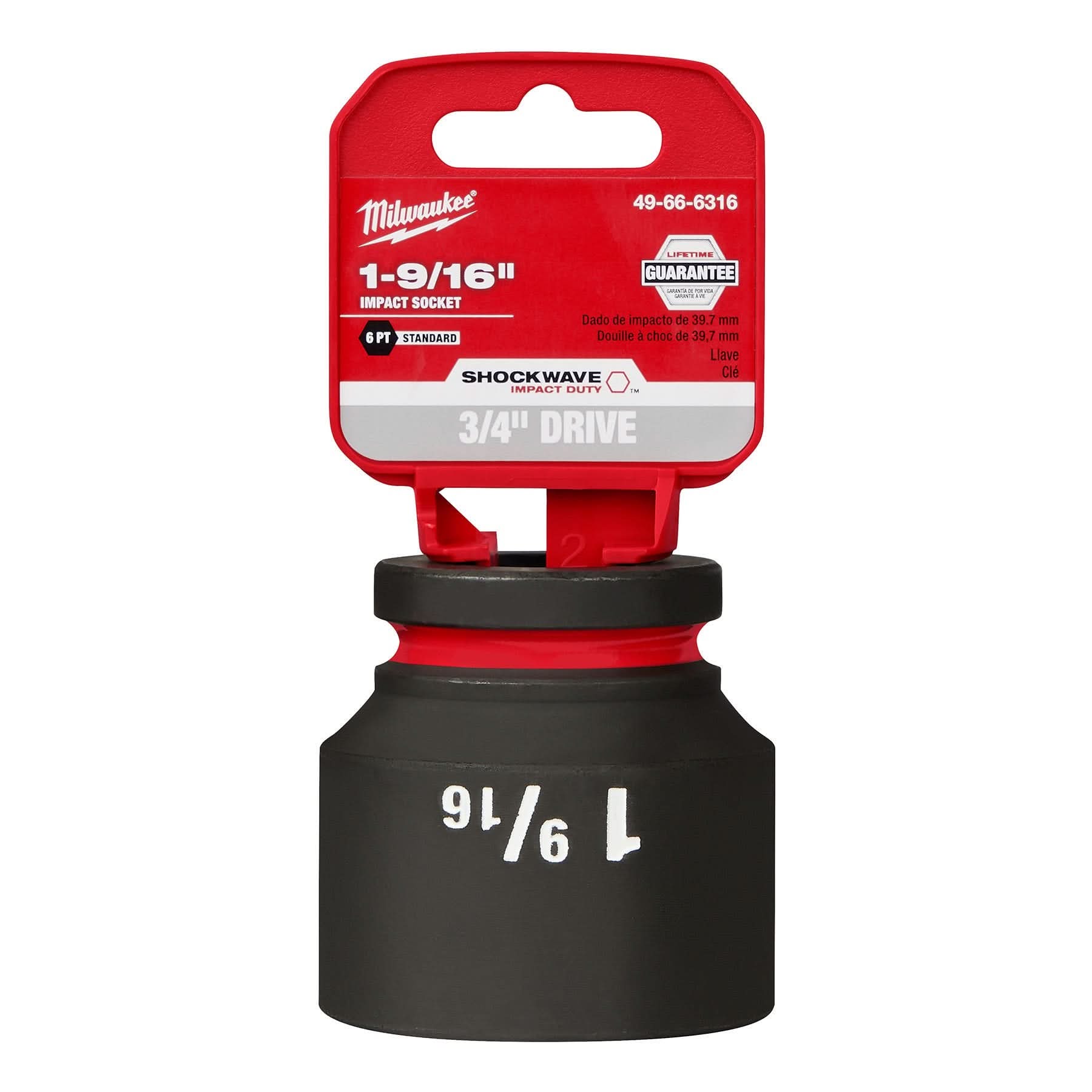 Milwaukee 49-66-6316 SHOCKWAVE Impact Duty 3/4-Inch Drive 1-9/16-Inch Standard 6 Point Socket