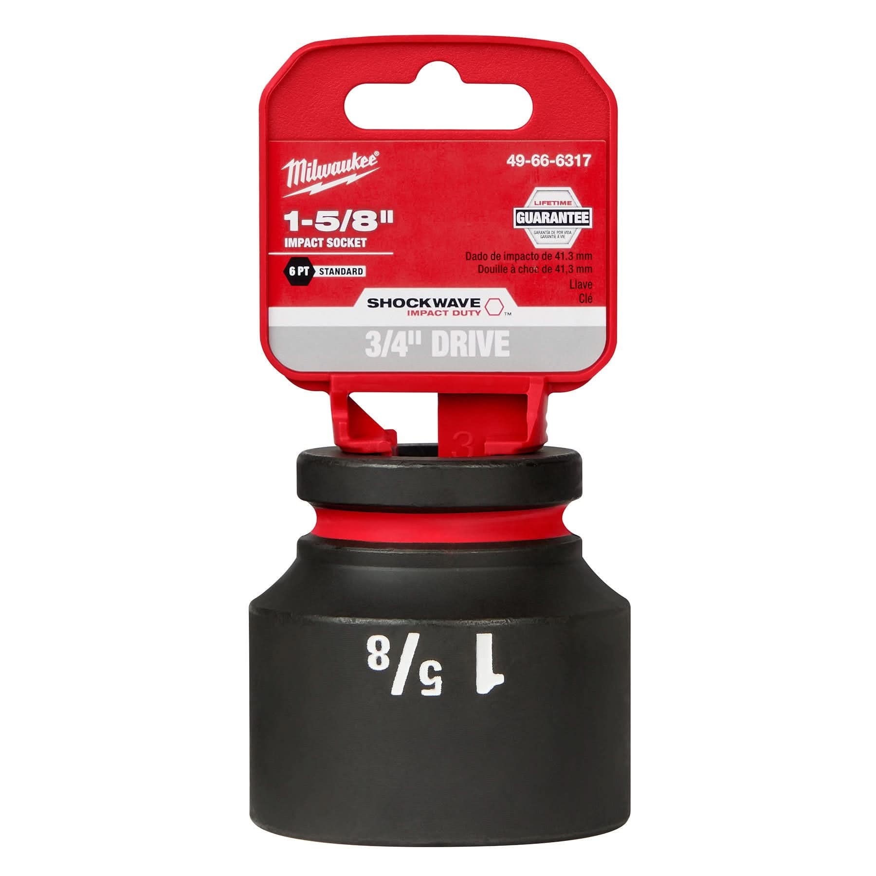 Milwaukee 49-66-6317 SHOCKWAVE Impact Duty 3/4-Inch Drive 1-5/8-Inch Standard 6 Point Socket