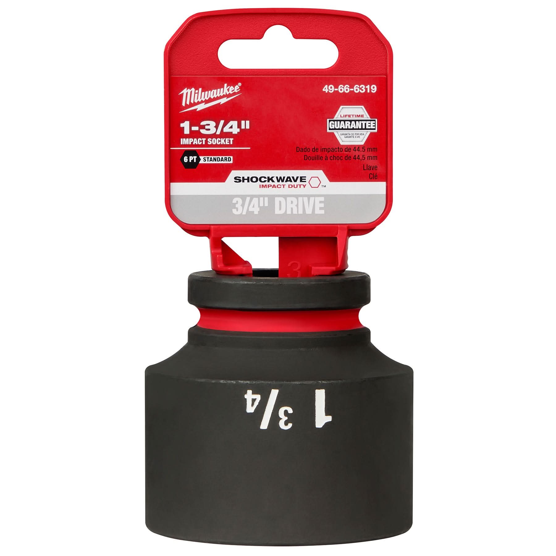 Milwaukee 49-66-6319 SHOCKWAVE Impact Duty 3/4-Inch Drive 1-3/4-Inch Standard 6 Point Socket