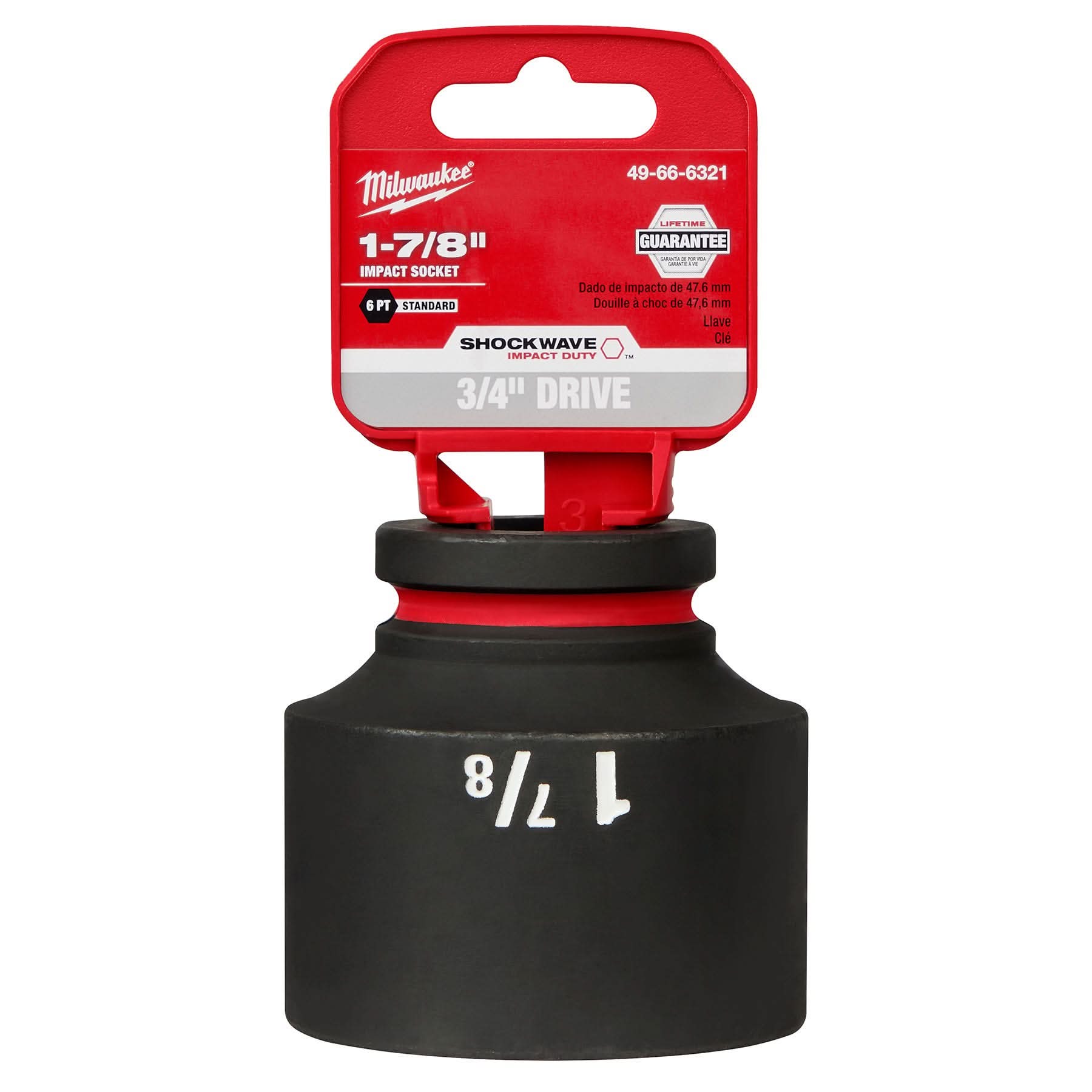 Milwaukee 49-66-6321 SHOCKWAVE Impact Duty 3/4-Inch Drive 1-7/8-Inch Standard 6 Point Socket