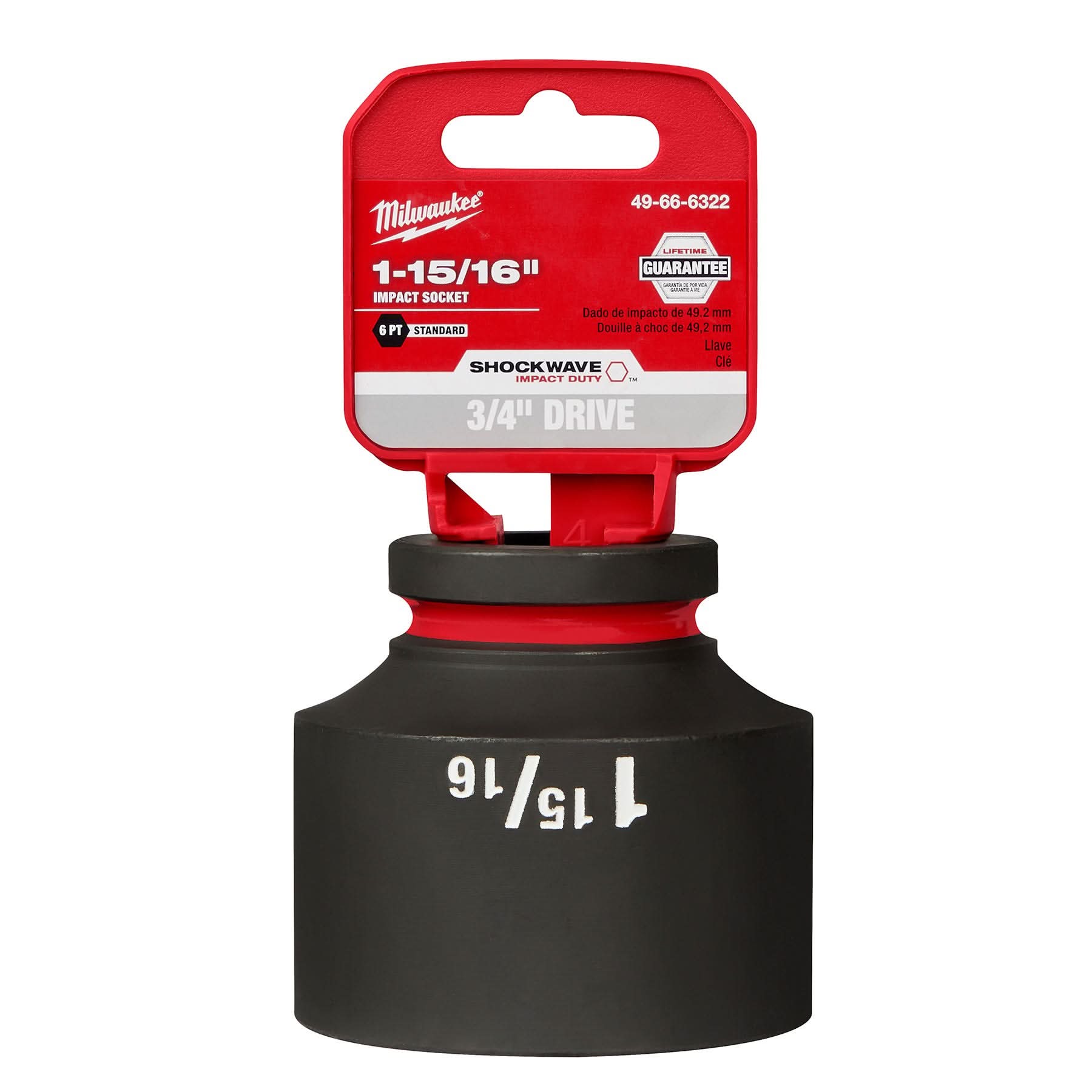 Milwaukee 49-66-6322 SHOCKWAVE Impact Duty 3/4-Inch Drive 1-15/16-Inch Standard 6 Point Socket