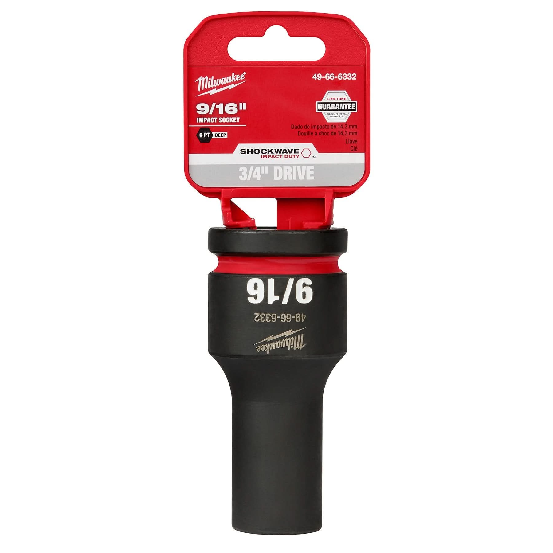 Milwaukee 49-66-6332 SHOCKWAVE Impact Duty 3/4-Inch Drive 9/16-Inch Deep 6 Point Socket