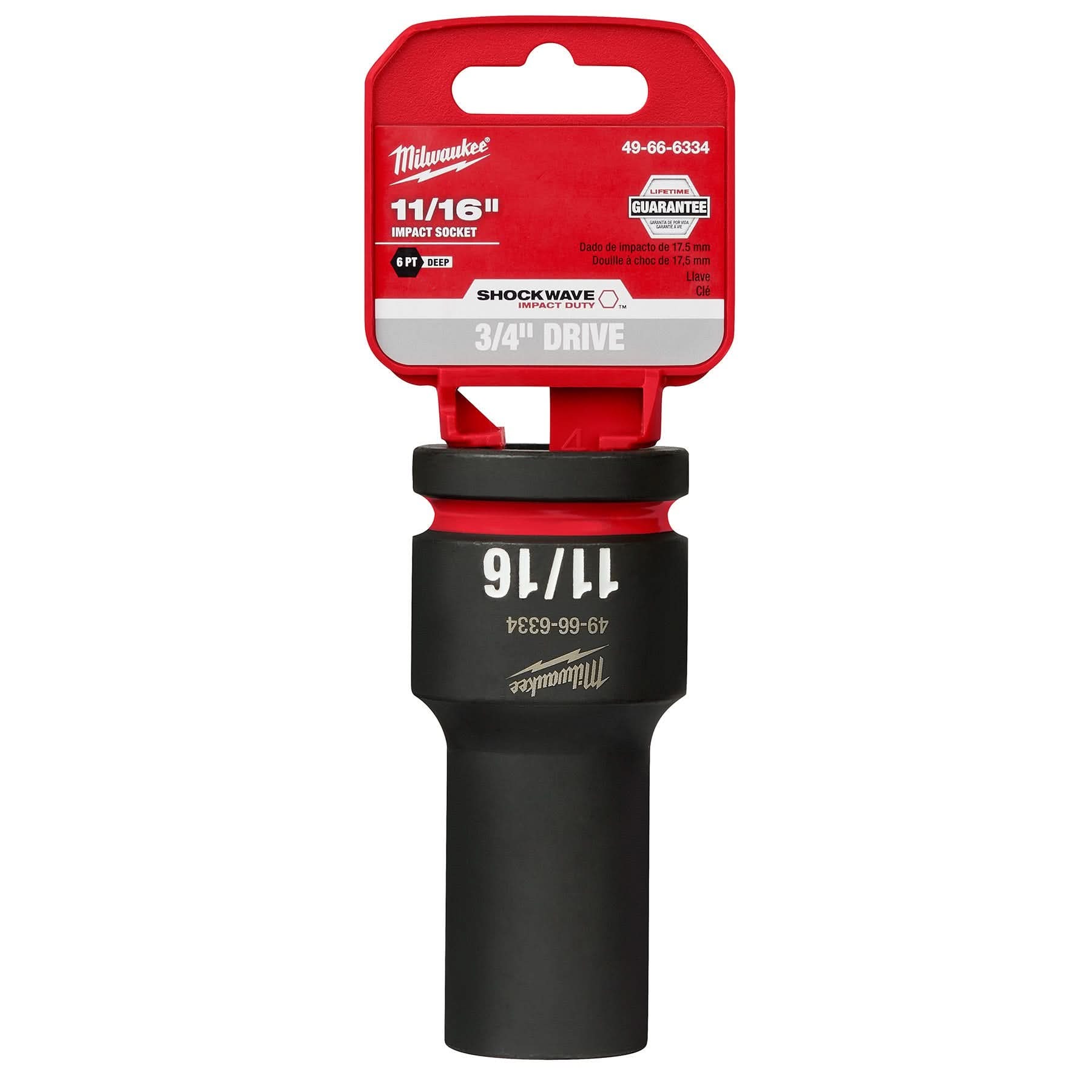 Milwaukee 49-66-6334 SHOCKWAVE Impact Duty 3/4-Inch Drive 11/16-Inch Deep 6 Point Socket