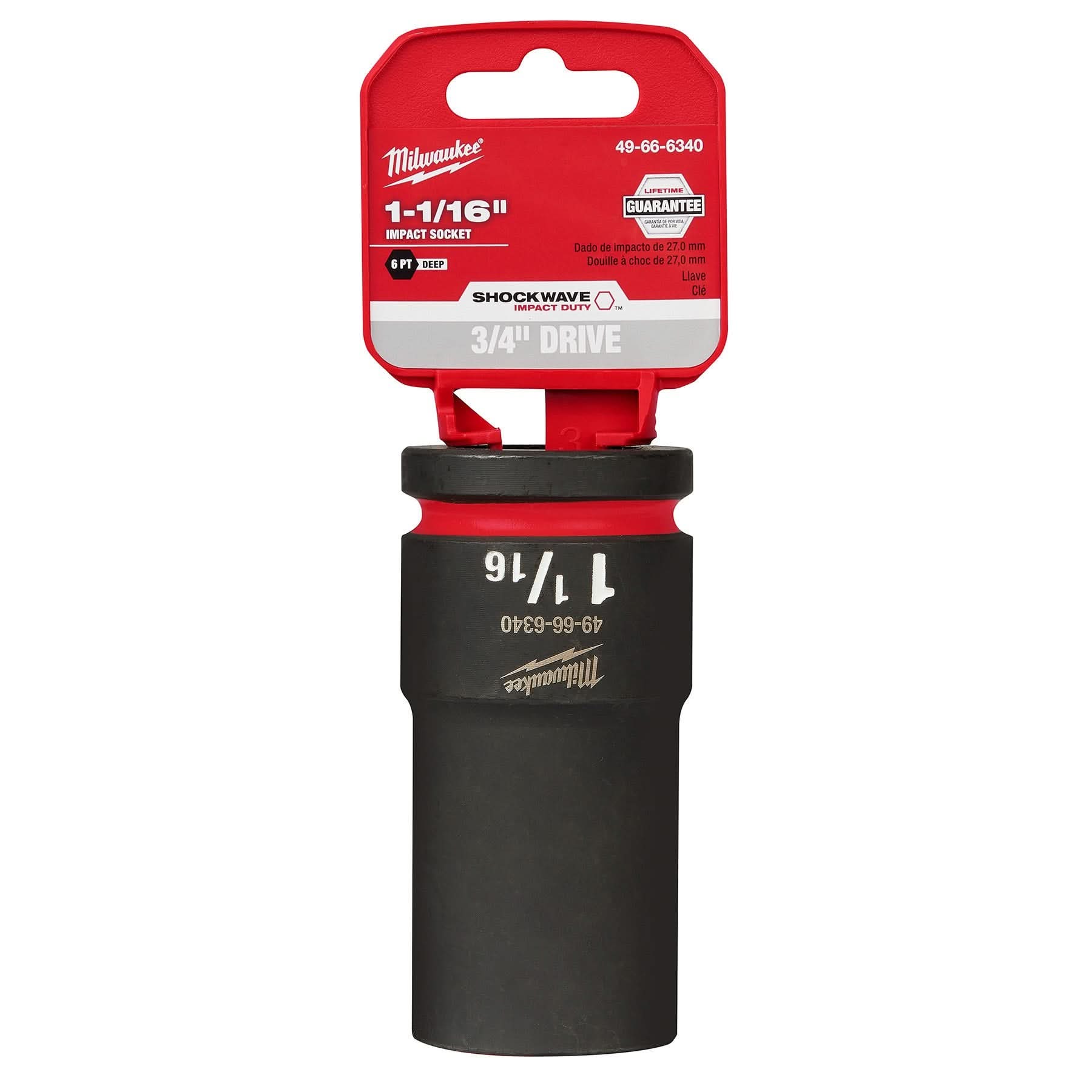 Milwaukee 49-66-6340 SHOCKWAVE Impact Duty 3/4-Inch Drive 1-1/16-Inch Deep 6 Point Socket