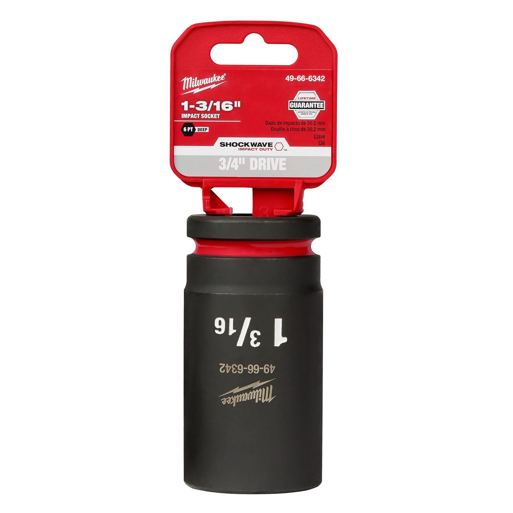Milwaukee 49-66-6342 SHOCKWAVE Impact Duty 3/4-Inch Drive 1-3/16-Inch Deep 6 Point Socket