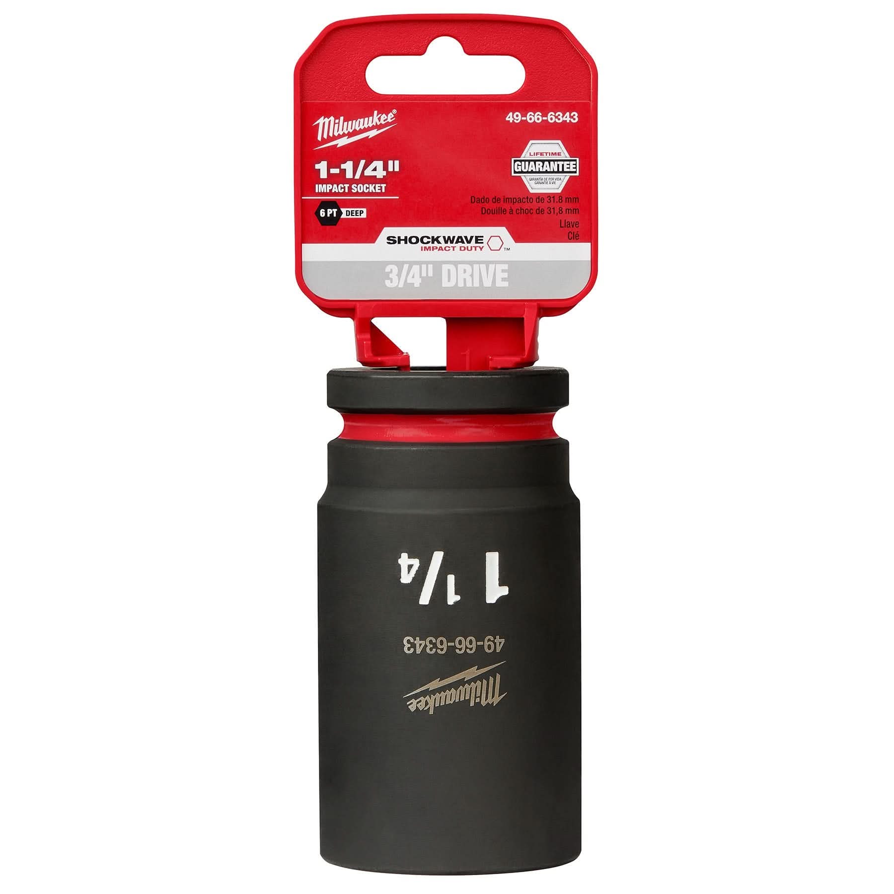 Milwaukee 49-66-6343 SHOCKWAVE Impact Duty 3/4-Inch Drive 1-1/4-Inch Deep 6 Point Socket