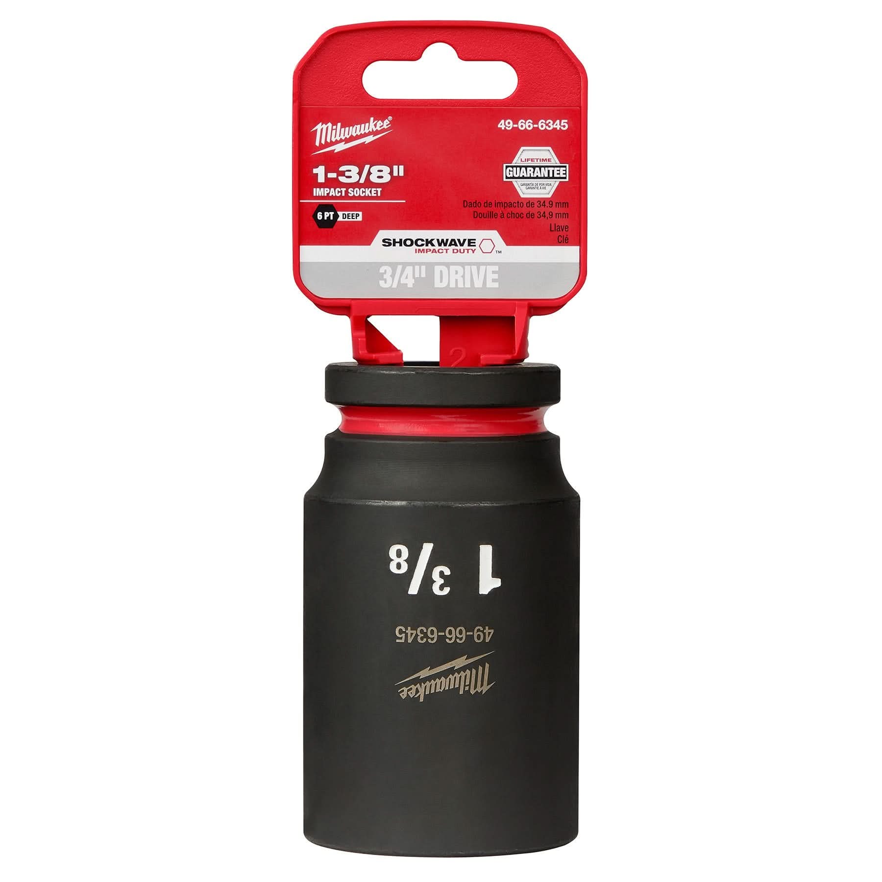 Milwaukee 49-66-6345 SHOCKWAVE Impact Duty 3/4-Inch Drive 1-3/8-Inch Deep 6 Point Socket