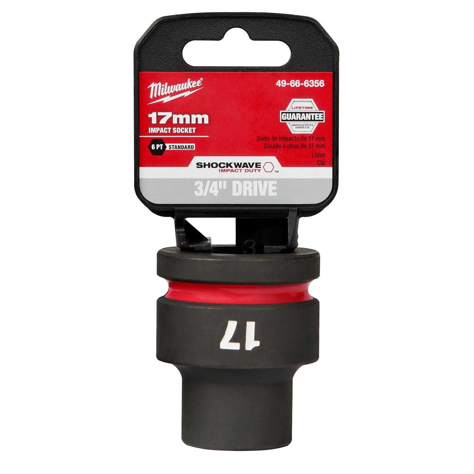 Milwaukee 49-66-6356 SHOCKWAVE Impact Duty 3/4-Inch Drive 17MM Standard 6 Point Socket