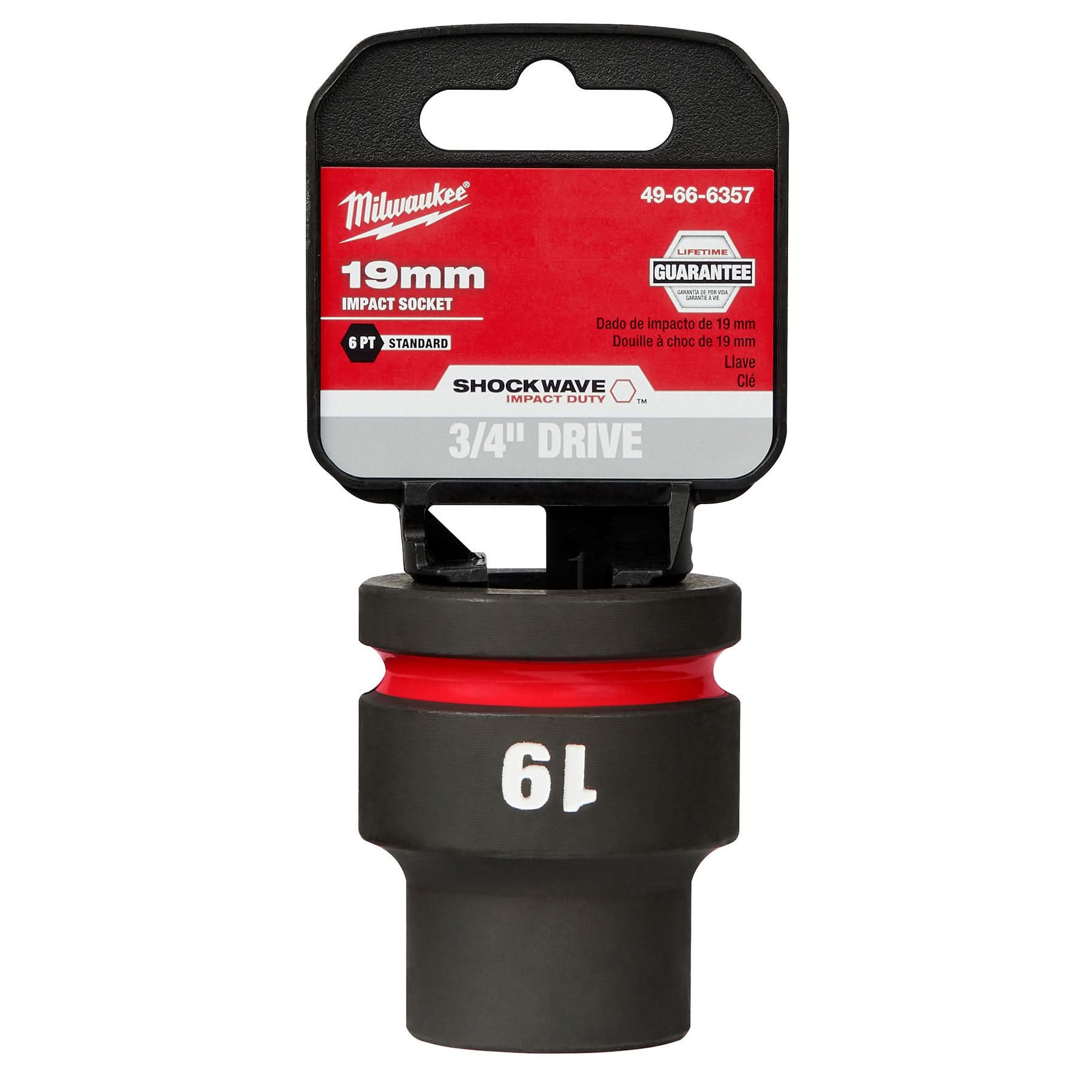Milwaukee 49-66-6357 SHOCKWAVE Impact Duty 3/4-Inch Drive 19MM Standard 6 Point Socket
