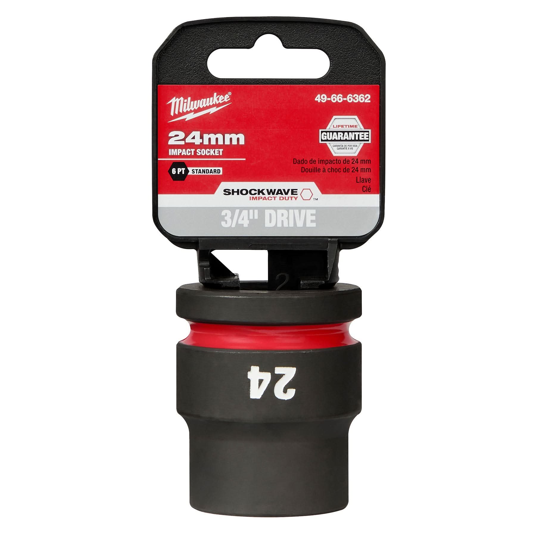 Milwaukee 49-66-6362 SHOCKWAVE Impact Duty 3/4-Inch Drive 24MM Standard 6 Point Socket