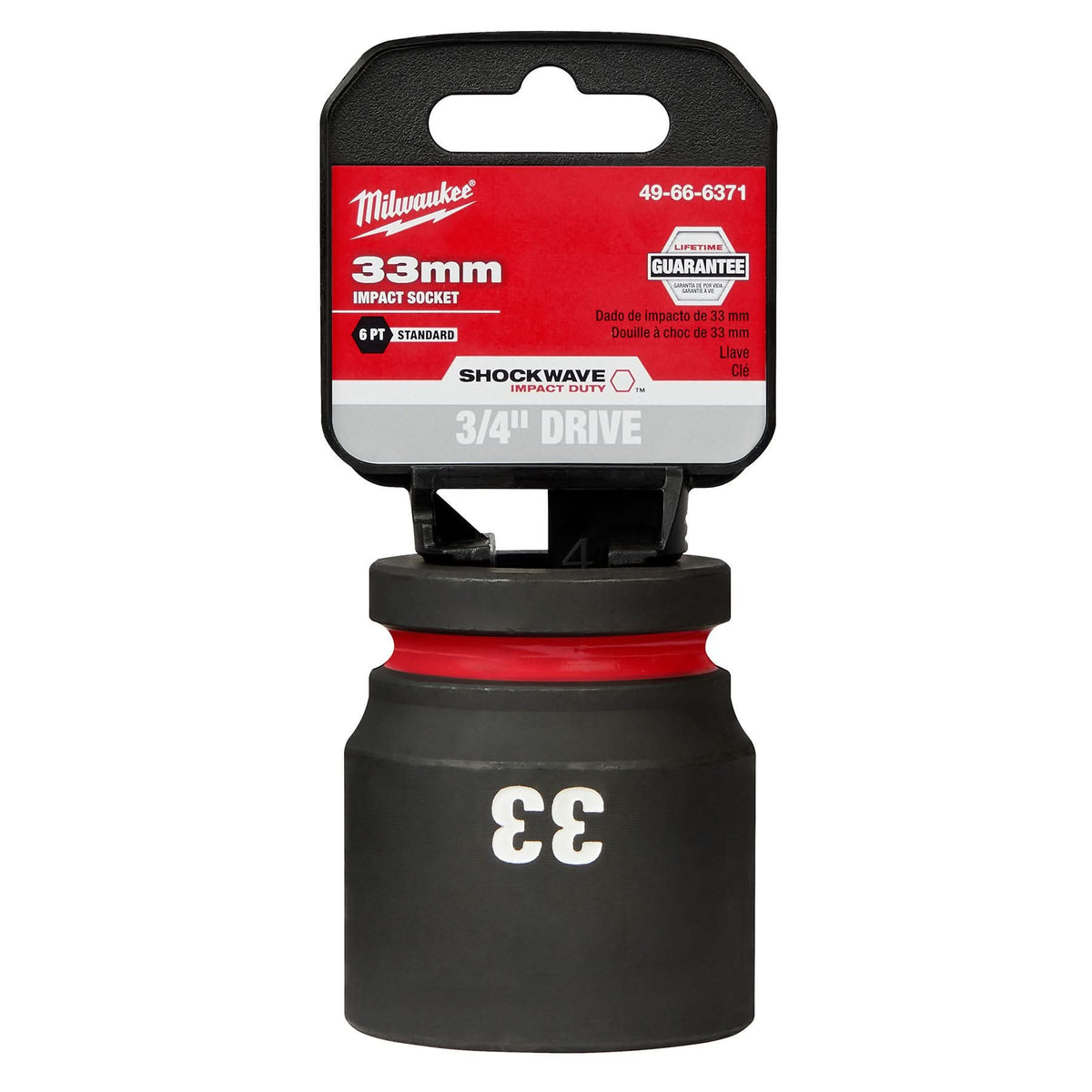 Milwaukee 49-66-6371 SHOCKWAVE Impact Duty 3/4-Inch Drive 33MM Standard 6 Point Socket