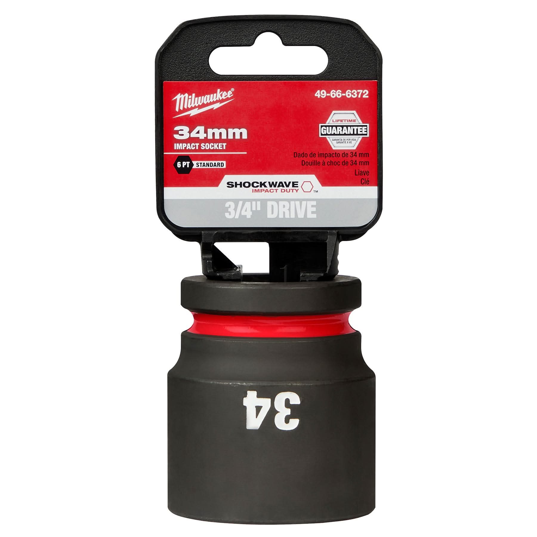 Milwaukee 49-66-6372 SHOCKWAVE Impact Duty 3/4-Inch Drive 34MM Standard 6 Point Socket