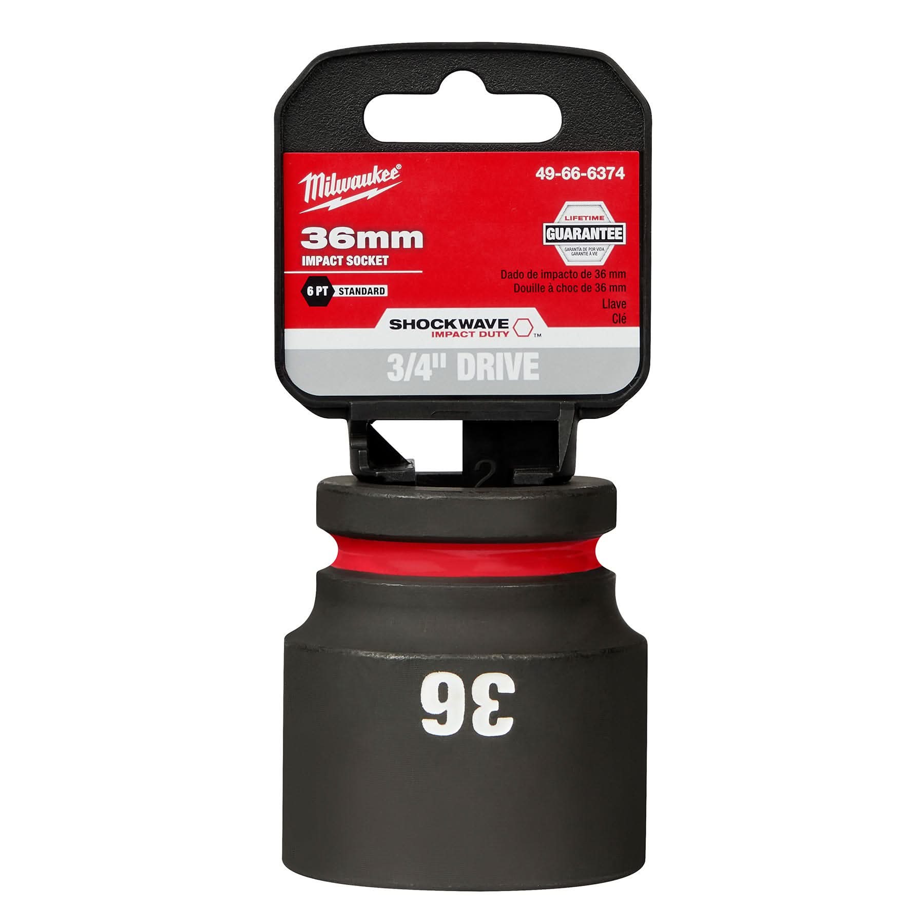 Milwaukee 49-66-6374 SHOCKWAVE Impact Duty 3/4-Inch Drive 36MM Standard 6 Point Socket
