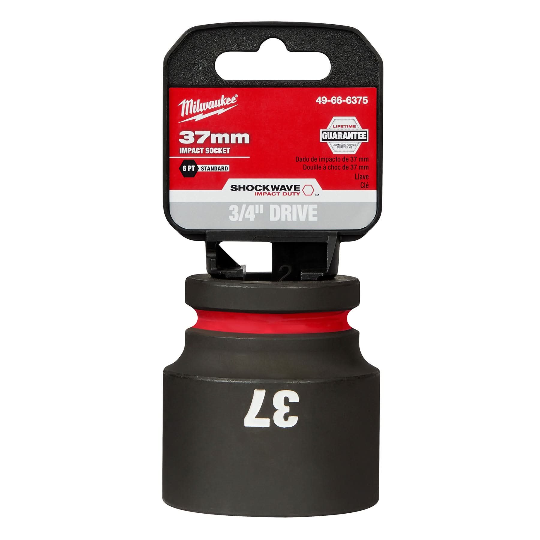 Milwaukee 49-66-6375 SHOCKWAVE Impact Duty 3/4-Inch Drive 37MM Standard 6 Point Socket