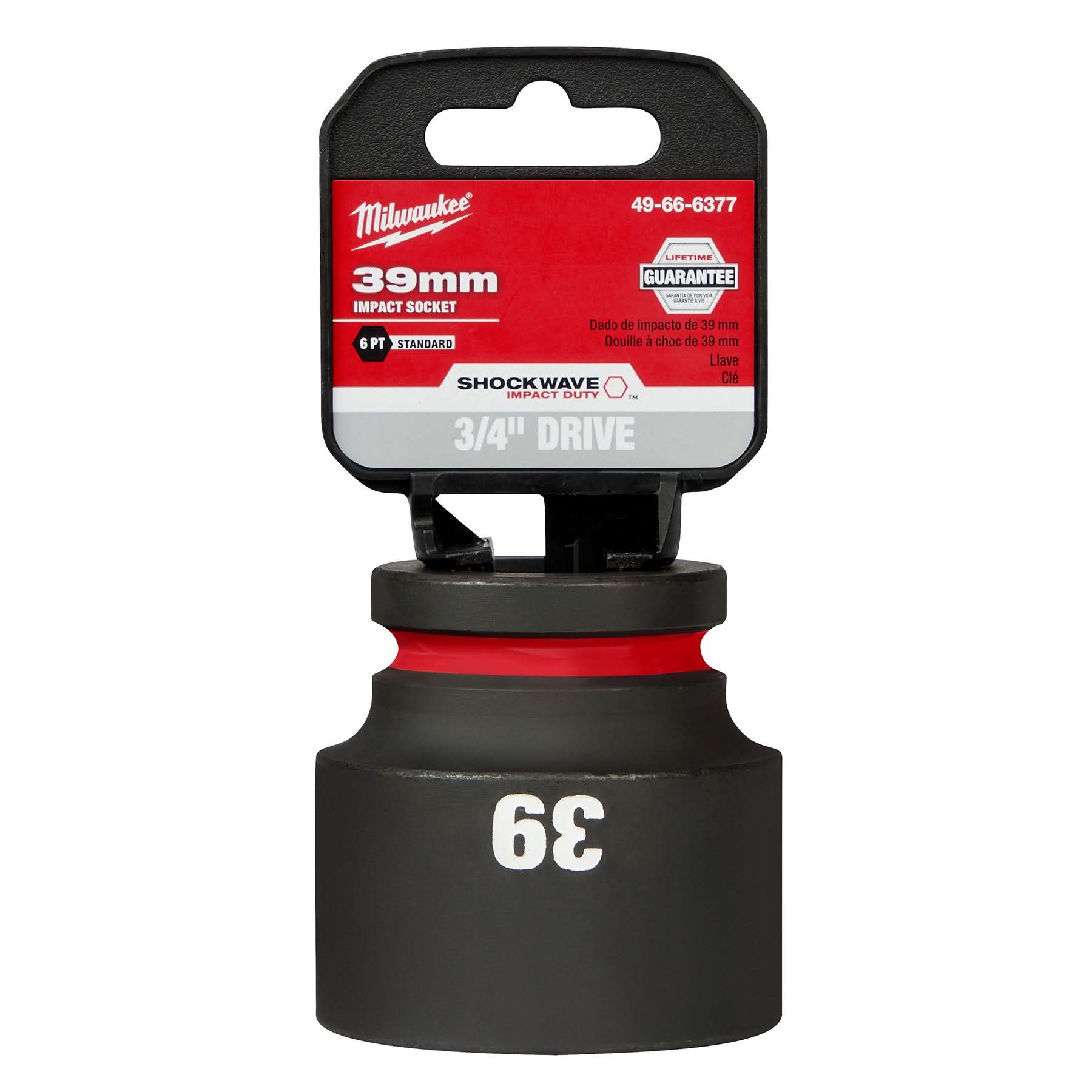 Milwaukee 49-66-6377 SHOCKWAVE Impact Duty 3/4-Inch Drive 39MM Standard 6 Point Socket