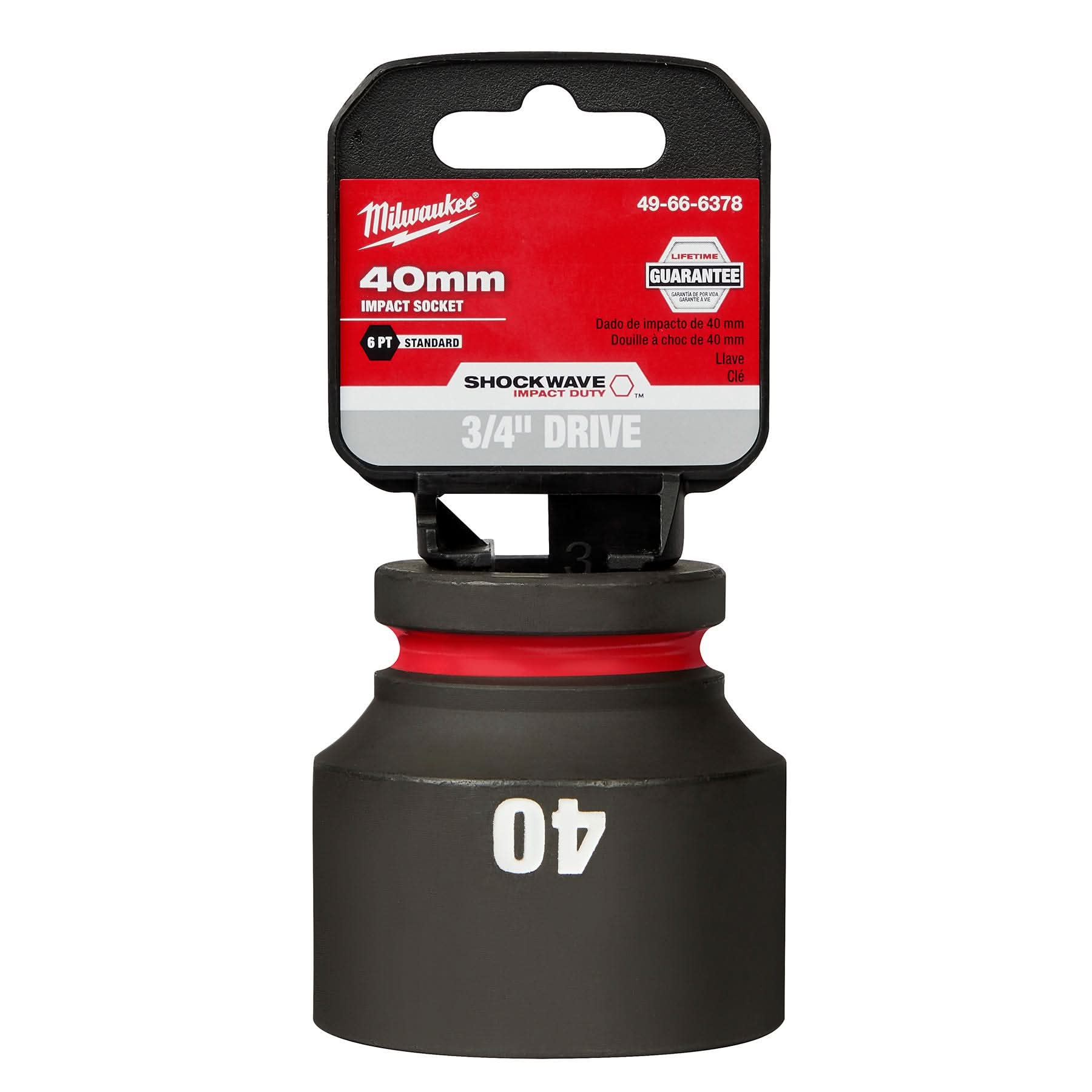 Milwaukee 49-66-6378 SHOCKWAVE Impact Duty 3/4-Inch Drive 40MM Standard 6 Point Socket