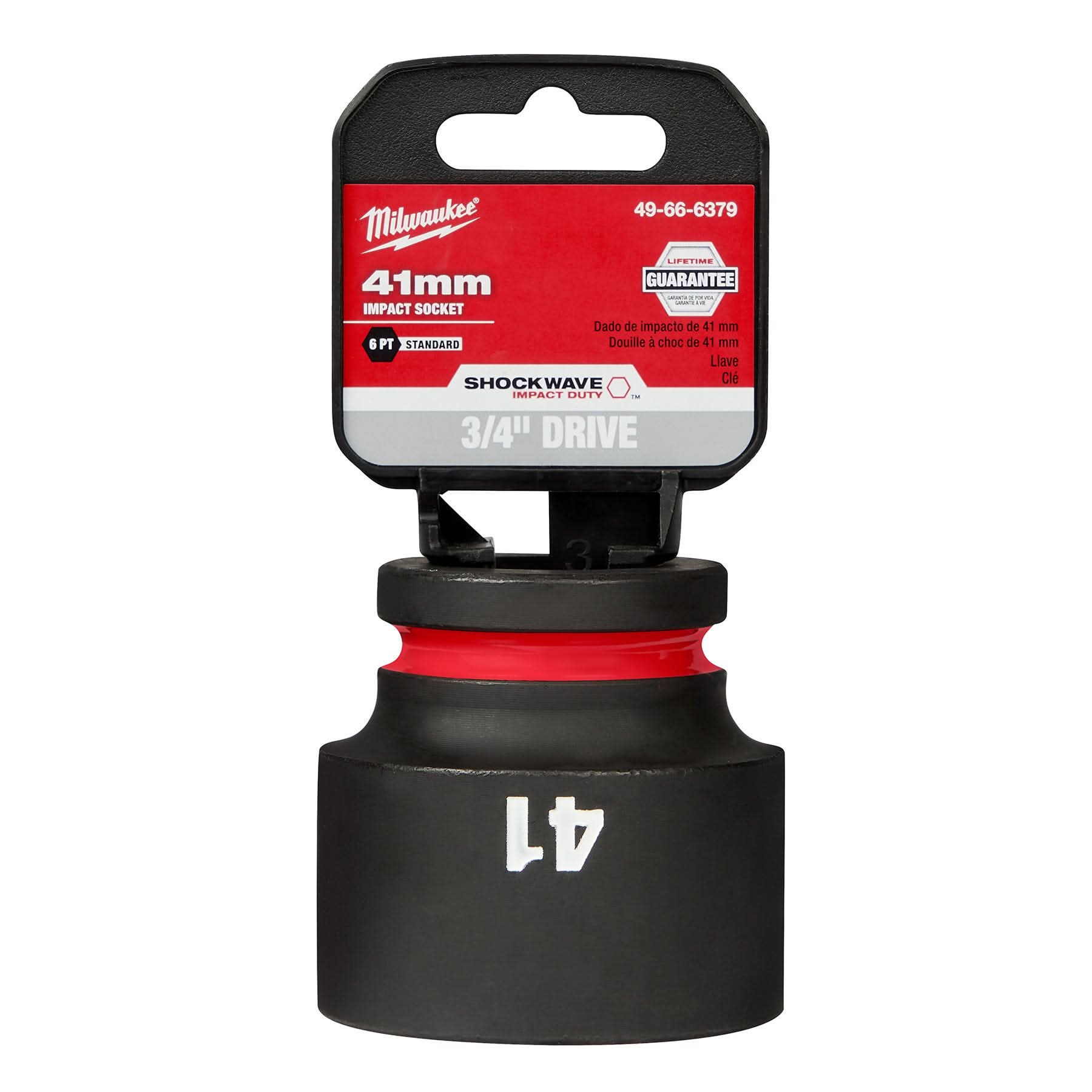 Milwaukee 49-66-6379 SHOCKWAVE Impact Duty 3/4-Inch Drive 41MM Standard 6 Point Socket