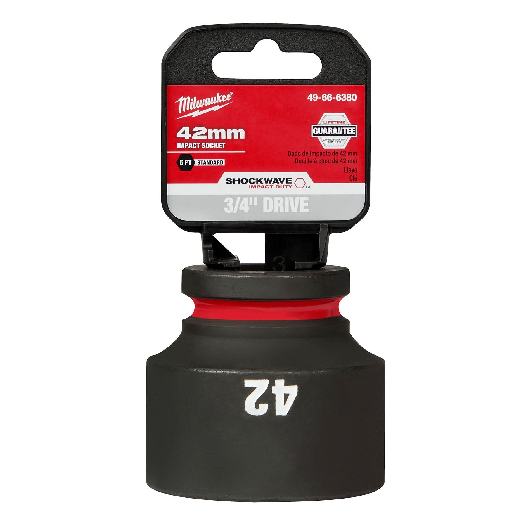 Milwaukee 49-66-6380 SHOCKWAVE Impact Duty 3/4-Inch Drive 42MM Standard 6 Point Socket