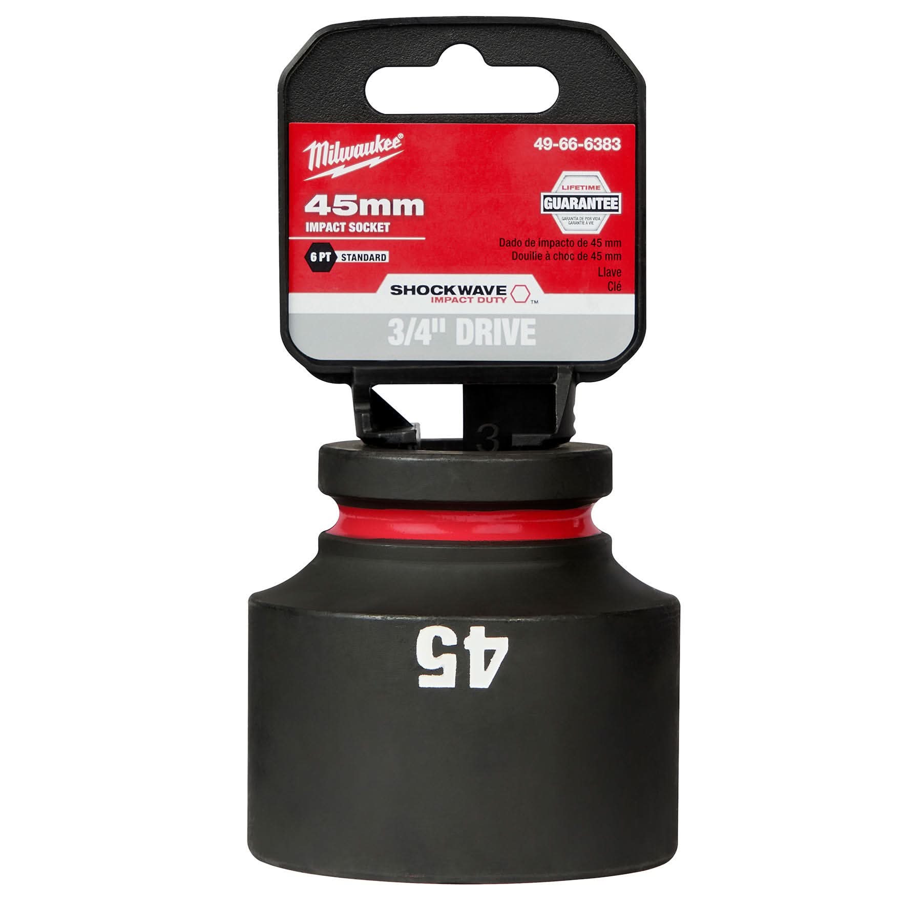 Milwaukee 49-66-6383 SHOCKWAVE Impact Duty 3/4-Inch Drive 45MM Standard 6 Point Socket
