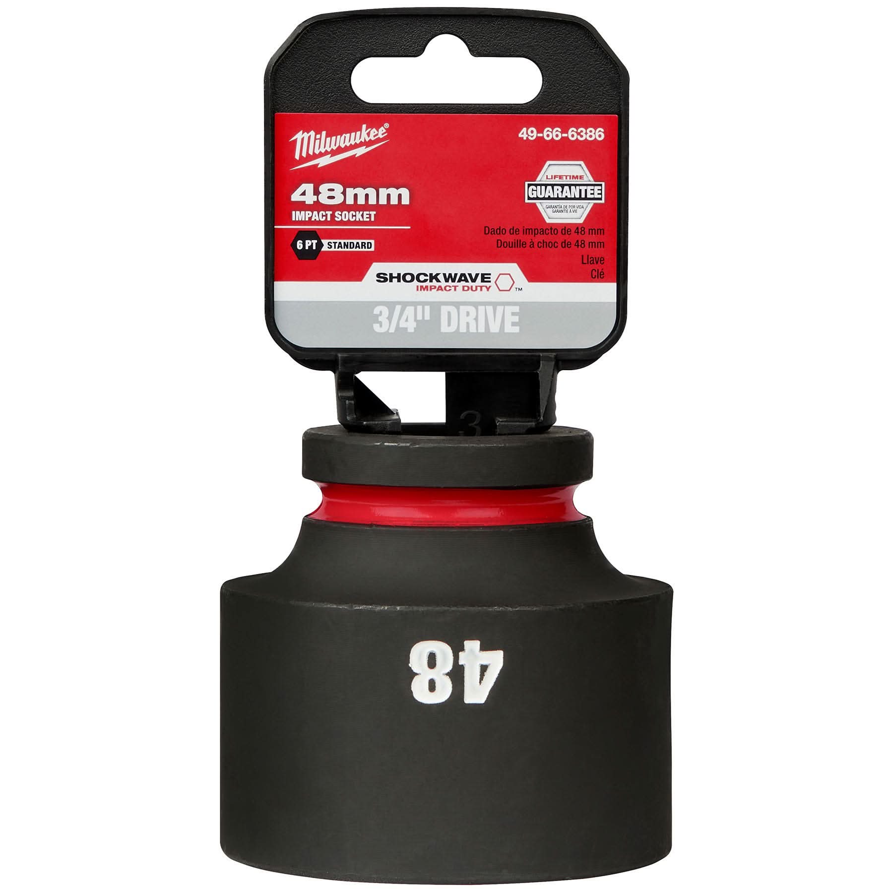 Milwaukee 49-66-6386 SHOCKWAVE Impact Duty 3/4-Inch Drive 48MM Standard 6 Point Socket