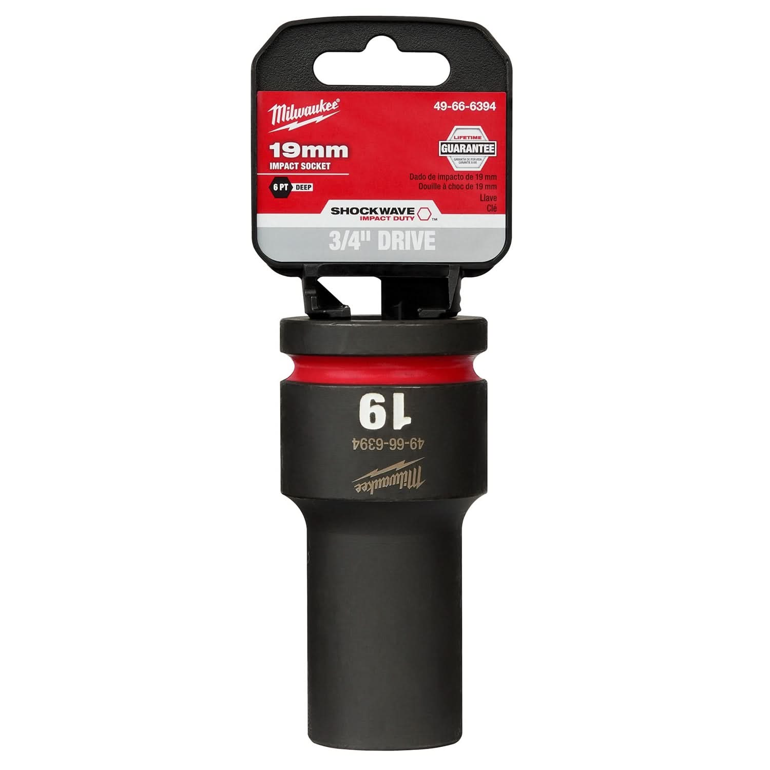 Milwaukee 49-66-6394 SHOCKWAVE Impact Duty 3/4-Inch Drive 19MM Deep 6 Point Socket
