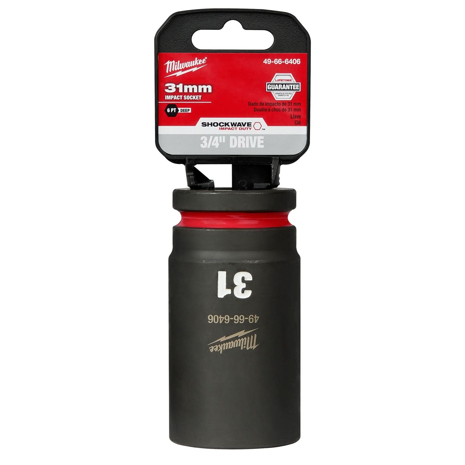 Milwaukee 49-66-6406 SHOCKWAVE Impact Duty 3/4-Inch Drive 31MM Deep 6 Point Socket