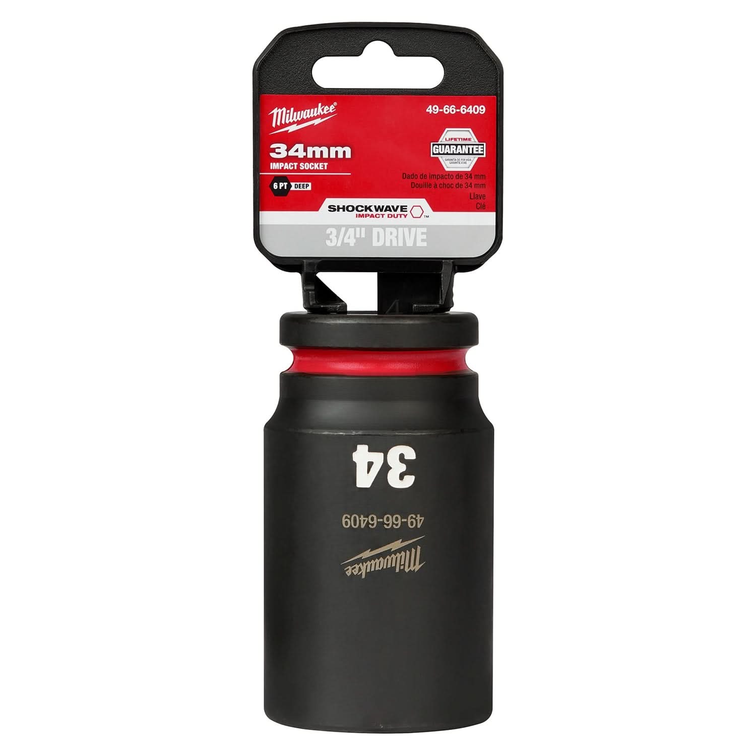 Milwaukee 49-66-6409 SHOCKWAVE Impact Duty 3/4-Inch Drive 34MM Deep 6 Point Socket