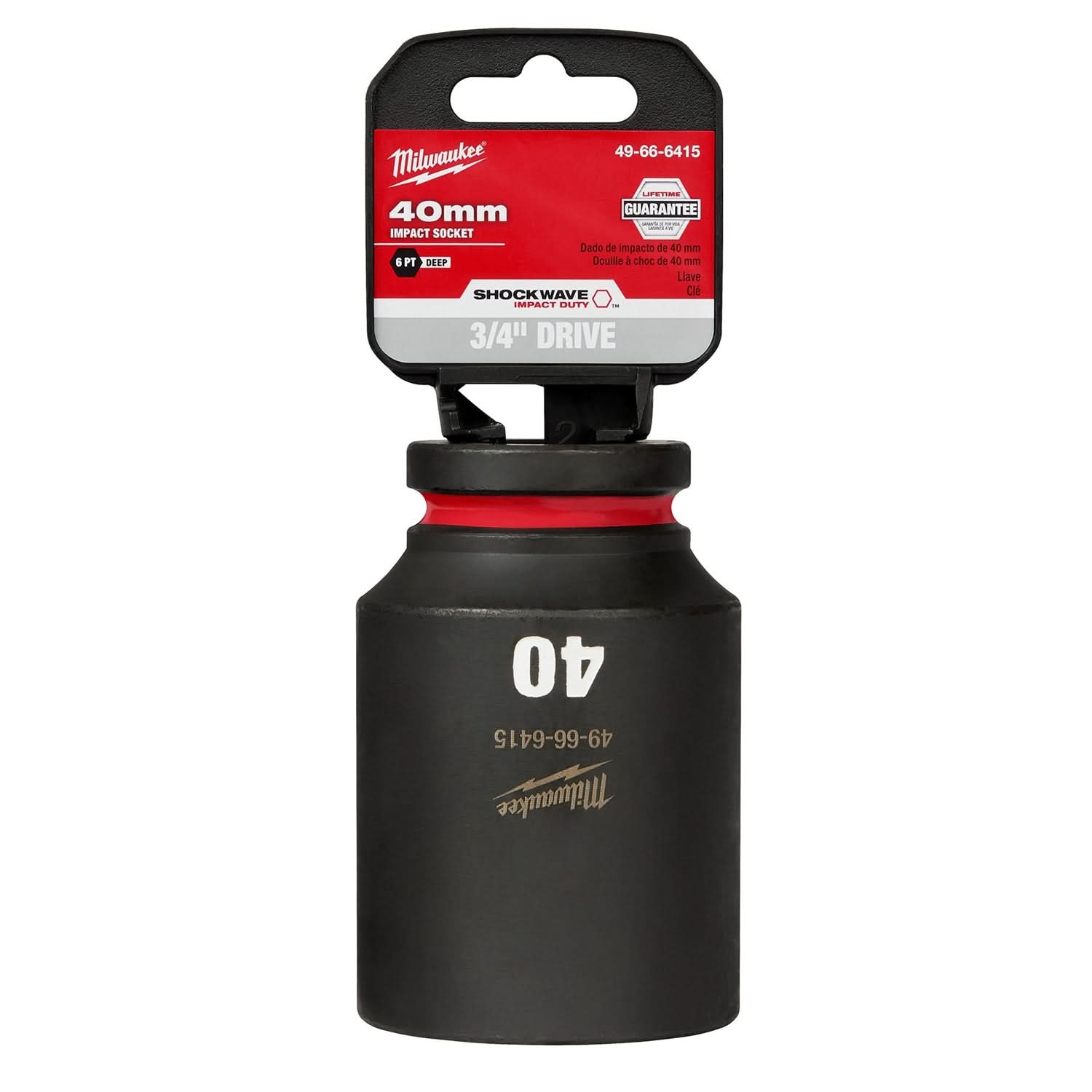 Milwaukee 49-66-6415 SHOCKWAVE Impact Duty 3/4-Inch Drive 40MM Deep 6 Point Socket