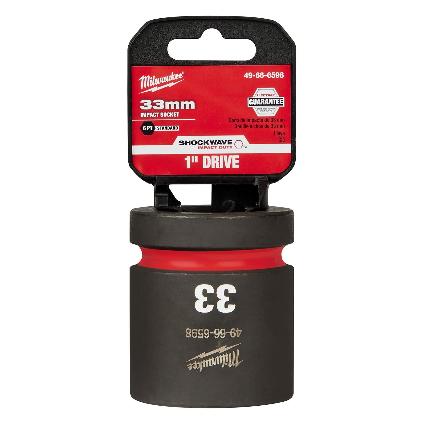 Milwaukee 49-66-6598 SHOCKWAVE Impact Duty 1-Inch Drive 33MM Standard 6 Point Socket