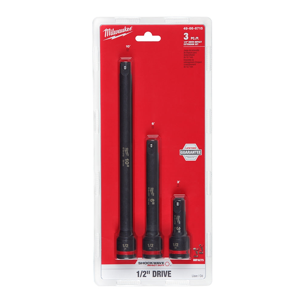 Milwaukee 49-66-6715 3-Piece SHOCKWAVE Impact Duty 1/2-Inch Drive Extension Set