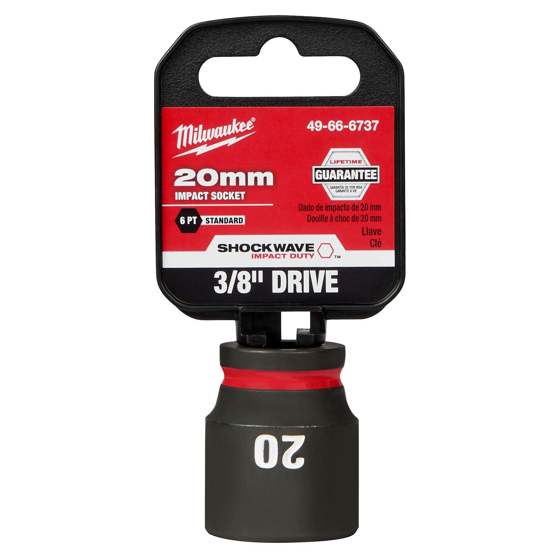 Milwaukee 49-66-6737 SHOCKWAVE Impact Duty 3/8-Inch Drive 20MM Standard 6 Point Socket