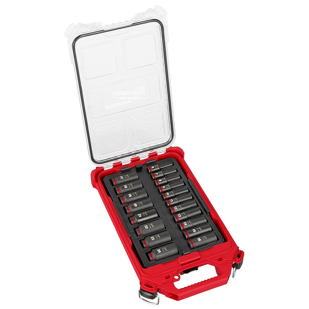 Milwaukee 49-66-6801 SHOCKWAVE Impact Duty Socket 3/8"-Drive 19-Piece Metric PACKOUT Set