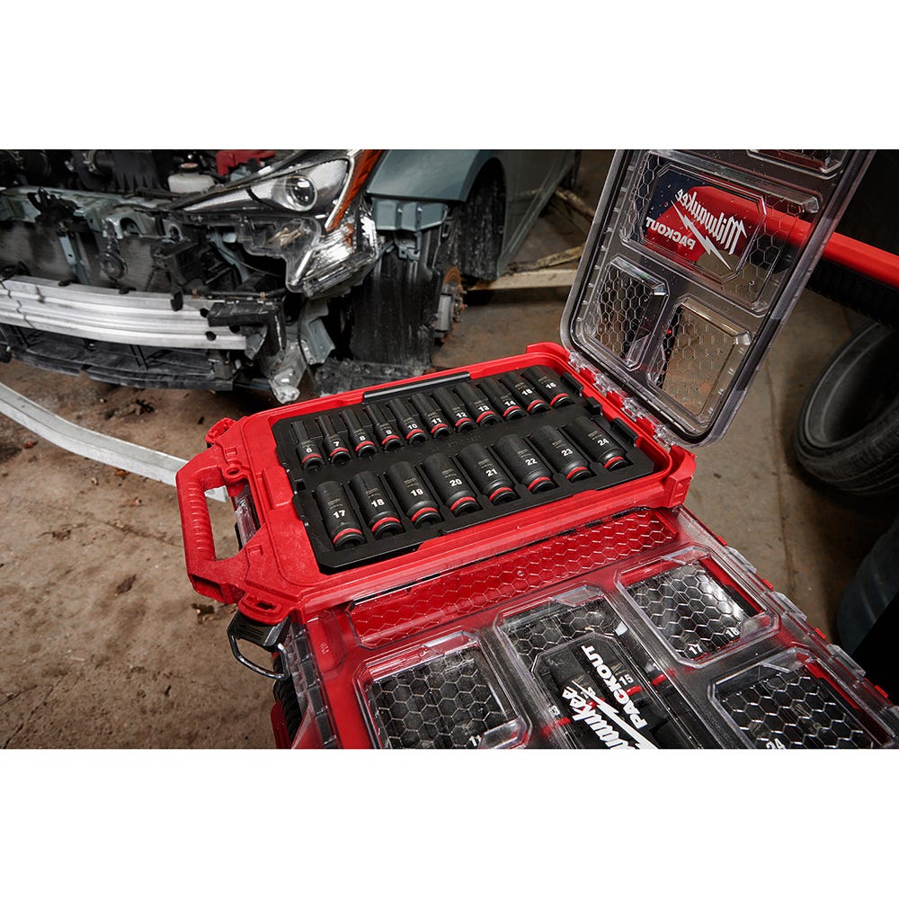 Milwaukee 49-66-6801 SHOCKWAVE Impact Duty Socket 3/8"-Drive 19-Piece Metric PACKOUT Set