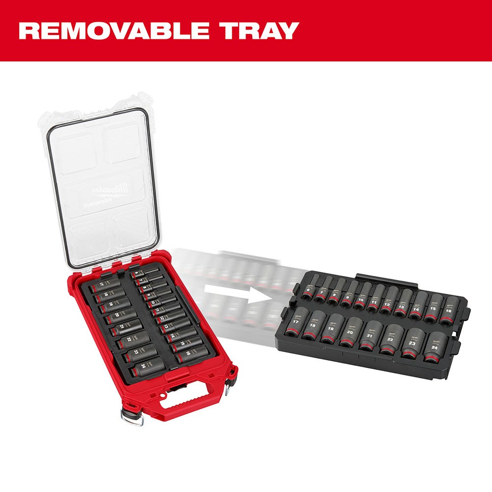Milwaukee 49-66-6801 SHOCKWAVE Impact Duty Socket 3/8"-Drive 19-Piece Metric PACKOUT Set