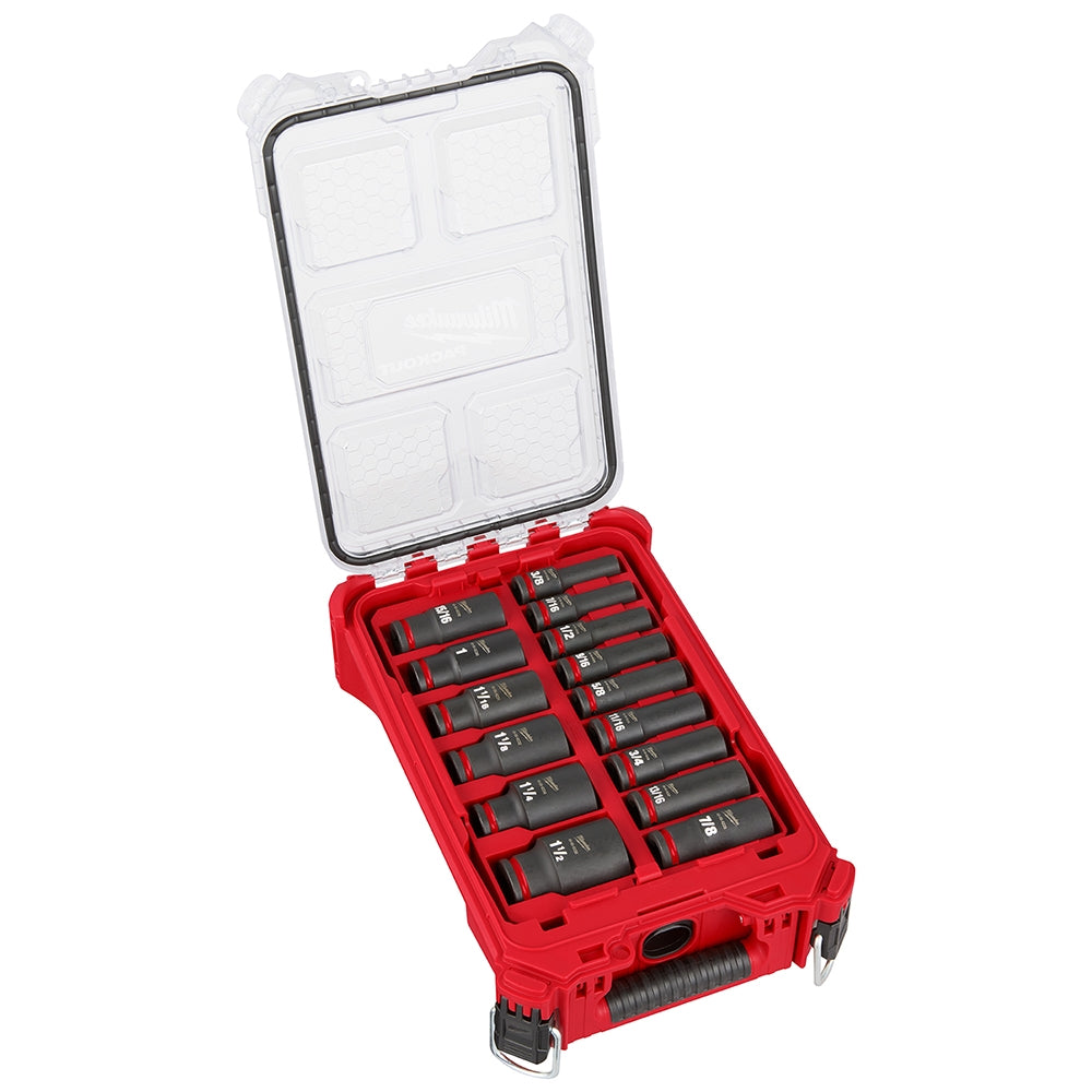 Milwaukee 49-66-6802 SHOCKWAVE Impact Duty Socket 1/2"-Drive 15-Piece SAE PACKOUT Set