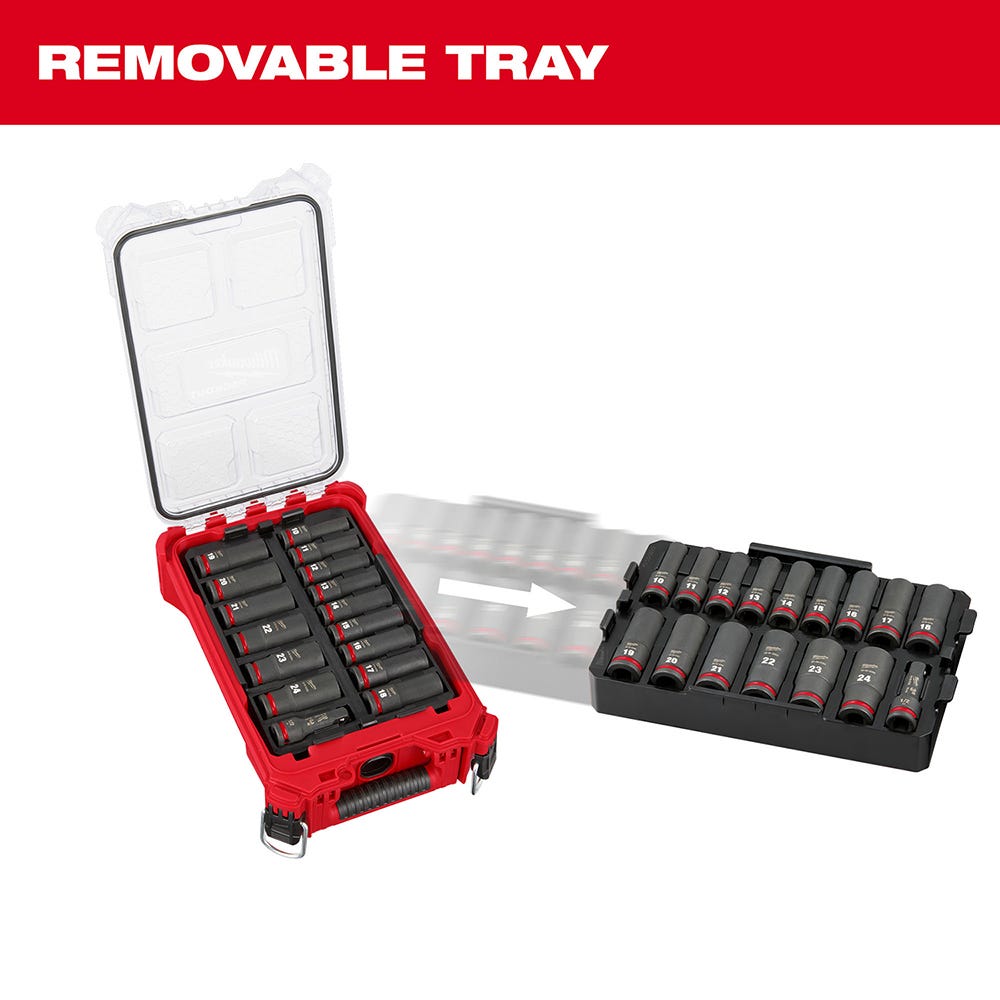 Milwaukee 49-66-6803 SHOCKWAVE Impact Duty Socket 1/2"-Drive 16-Piece Metric PACKOUT Set