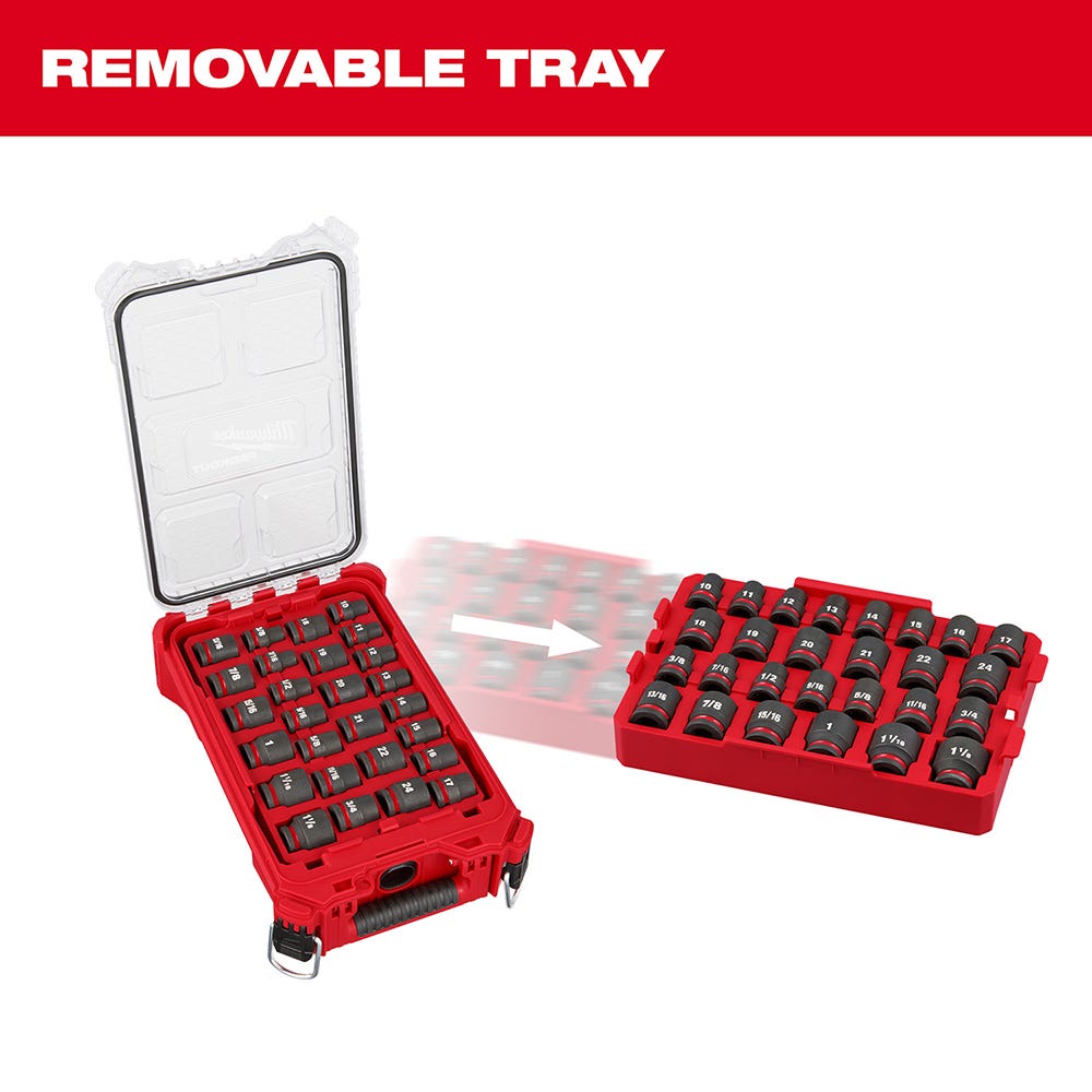 Milwaukee 49-66-6804 SHOCKWAVE Impact Duty Socket 1/2"-Drive 27-Piece Metric PACKOUT Set