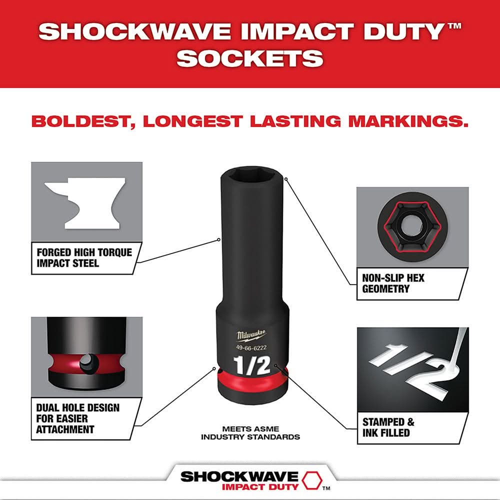 Milwaukee 49-66-6805 SHOCKWAVE Impact Duty Socket 3/8