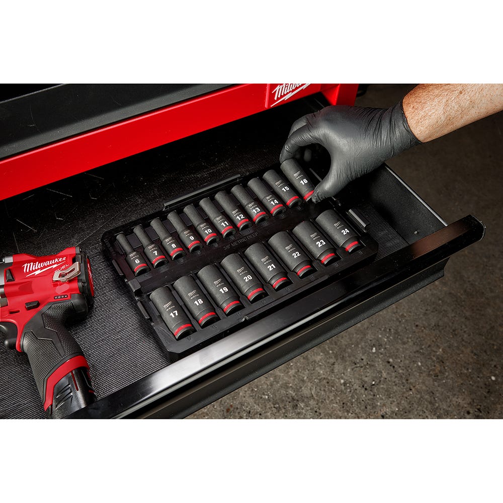 49-66-6816 SHOCKWAVE Impact Duty Socket 3/8" Dr 19PC MM TRAY Set