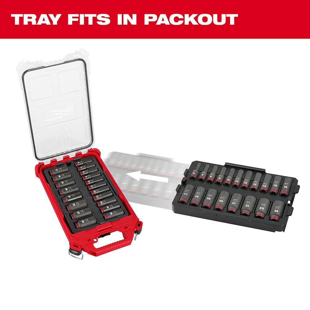 49-66-6816 SHOCKWAVE Impact Duty Socket 3/8" Dr 19PC MM TRAY Set