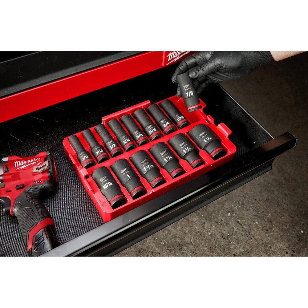 49-66-6817 SHOCKWAVE Impact Duty Socket 1/2" Dr 15PC SAE TRAY Set