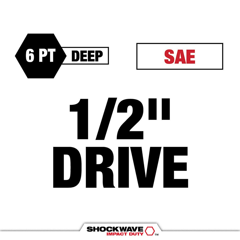 49-66-6817 SHOCKWAVE Impact Duty Socket 1/2" Dr 15PC SAE TRAY Set