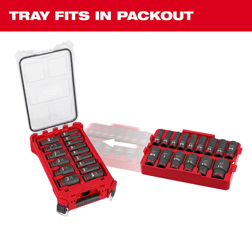 49-66-6817 SHOCKWAVE Impact Duty Socket 1/2" Dr 15PC SAE TRAY Set