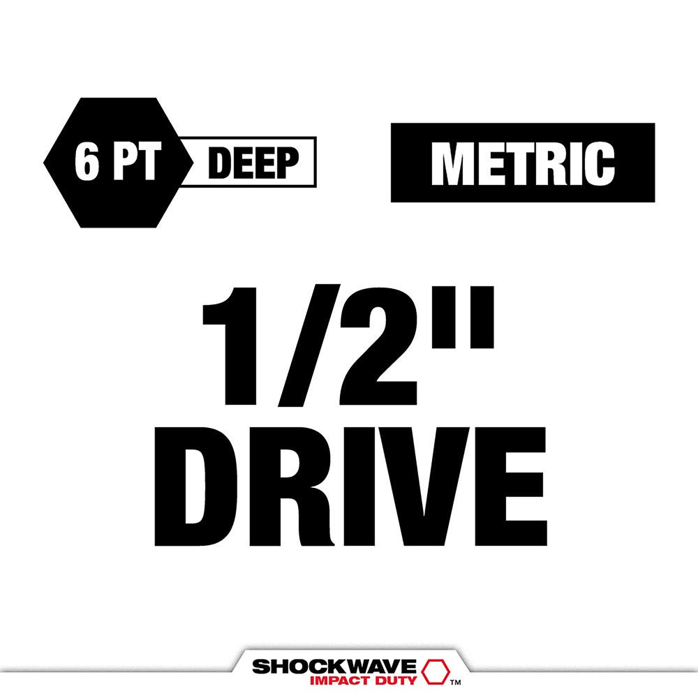 49-66-6818 SHOCKWAVE Impact Duty Socket 1/2" Dr 16PC MM TRAY Set
