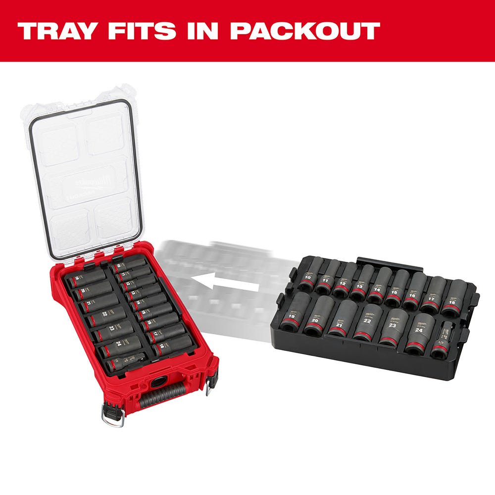49-66-6818 SHOCKWAVE Impact Duty Socket 1/2" Dr 16PC MM TRAY Set