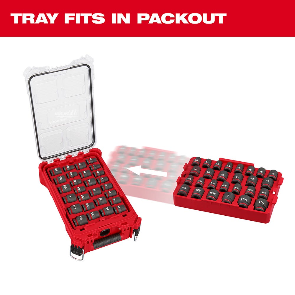 49-66-6819 SHOCKWAVE Impact Duty Socket 1/2" Dr 27PC SAE TRAY Set