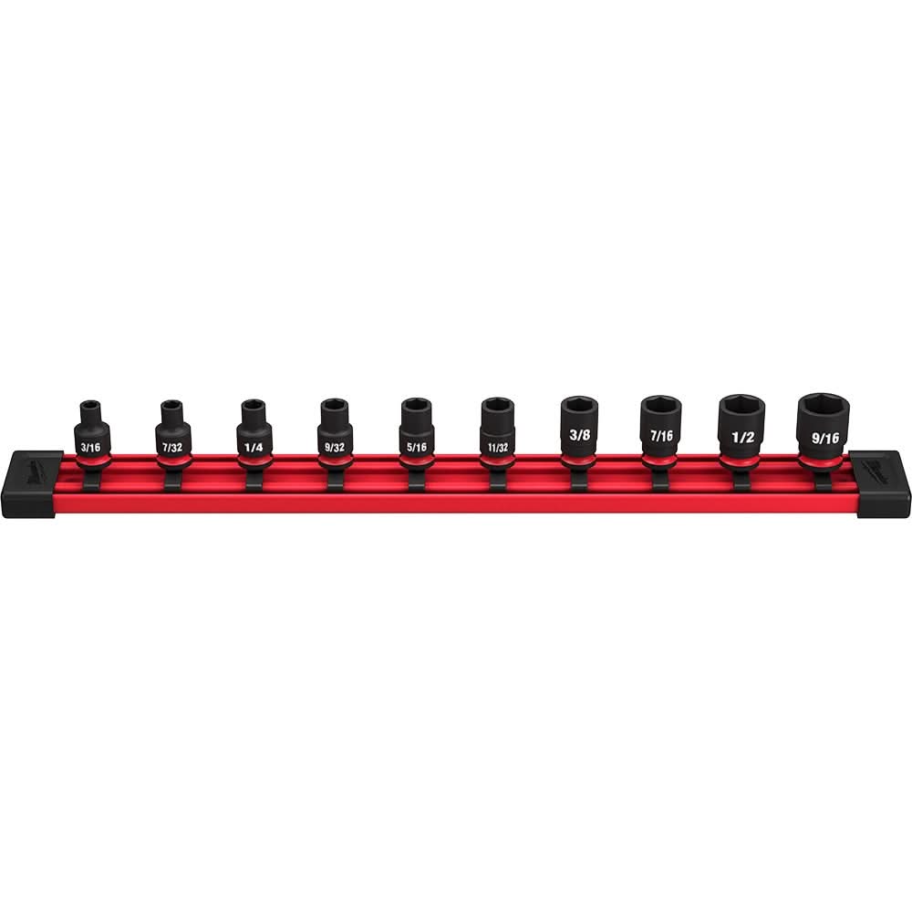 Milwaukee 49-66-7000 10-Piece SHOCKWAVE 1/4-Inch SAE Standard 6-Point Impact Duty Socket Set (PROMO)