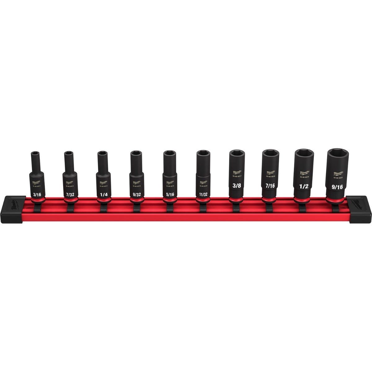Milwaukee 49-66-7001 10-Piece SHOCKWAVE 1/4-Inch SAE Deep 6-Point Impact Duty Socket Set