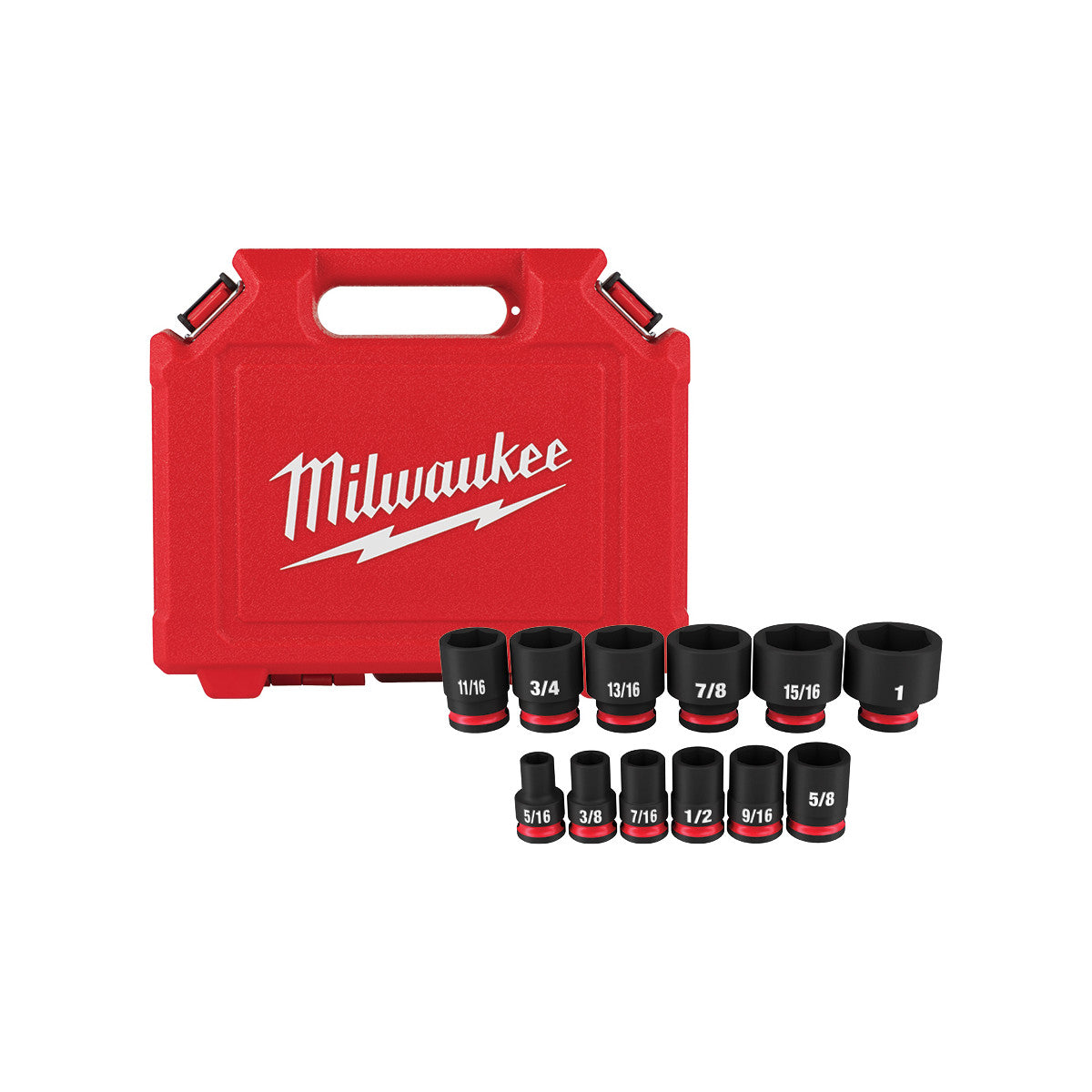 Milwaukee 49-66-7005 12-Piece SHOCKWAVE 3/8-Inch Drive SAE Standard 6-Point Impact Duty Socket Set